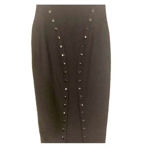 Thomas Wylde Buttoned Black Pencil Skirt